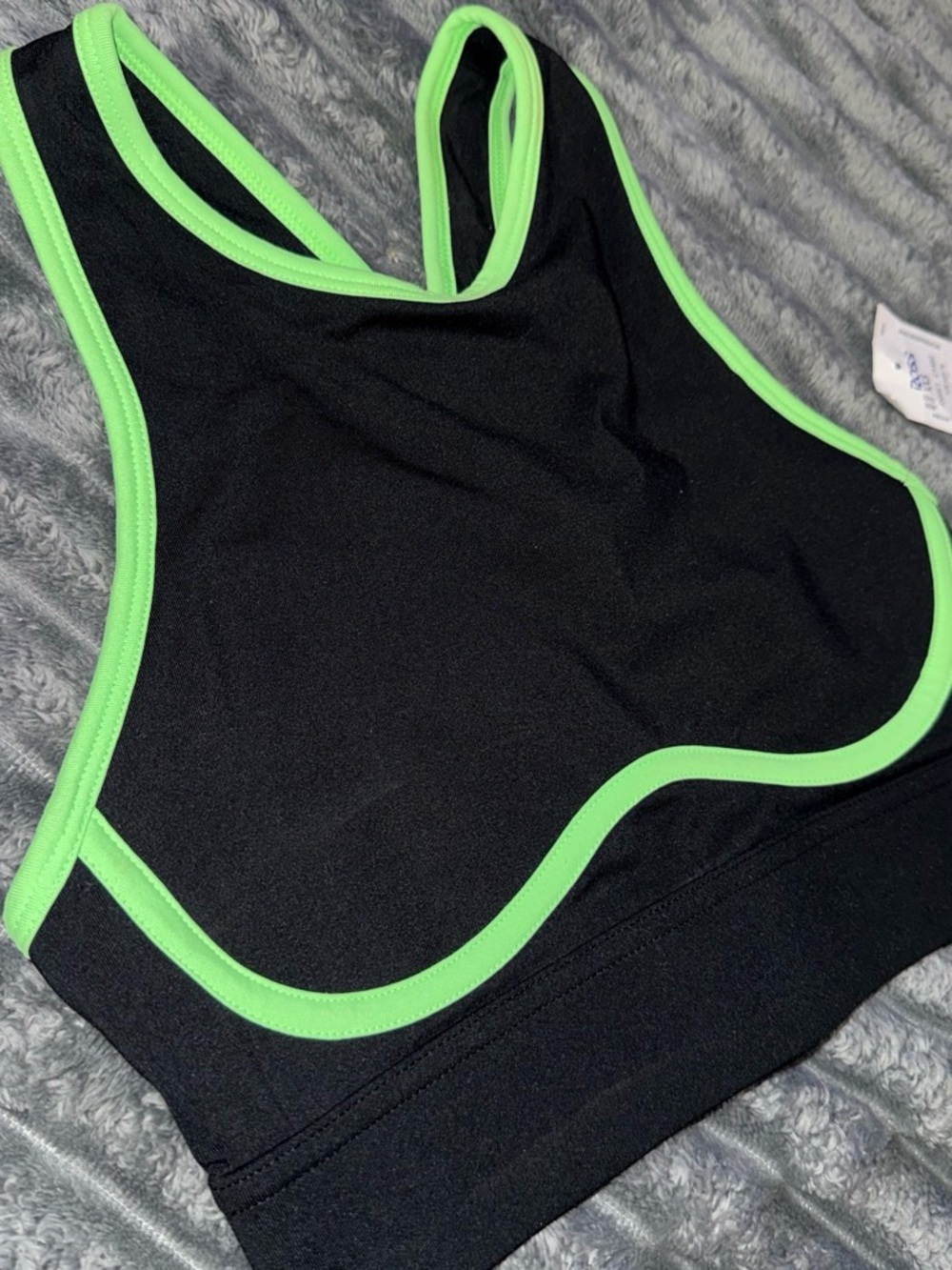NWT Women's Black Sports Bra with Lime Trim - Lightweight Support